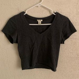Bozzolo dark grey v neck crop top